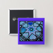 Electric Blue Hearts & Stars Square Button (Vorne & Hinten)