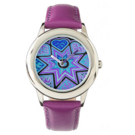 Electric Blue Hearts & Stars Watch Armbanduhr