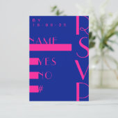 Electric Blue Hot Pink Trendy Modern Wedding RSVP Einladung (Stehend Vorderseite)