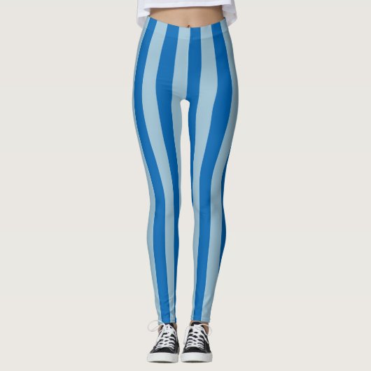 Electric Blue Lemonade und Aquamarine Vertical Str Leggings (Vorderseite)