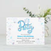 Electric Blue Let's Party Einladung (Stehend Vorderseite)