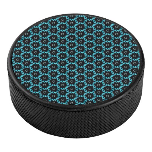 Electric Blue Mandala Eishockey Puck (3/4)