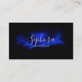 Electric Blue Metallic Foil Paint Stroke Visitenkarte