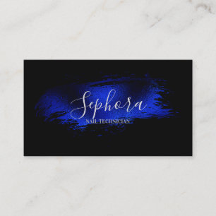 Electric Blue Metallic Foil Paint Stroke Visitenkarte