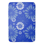 Electric Blue Modern Floral Print Badematte (Vorderseite Vertikal)