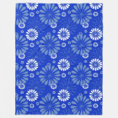 Electric Blue Modern Floral Print Fleecedecke (Vorderseite)