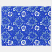 Electric Blue Modern Floral Print Fleecedecke (Vorderseite (Horizontal))