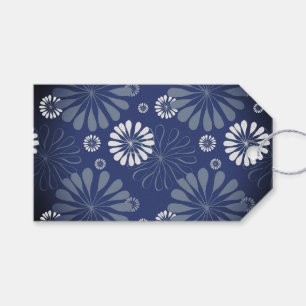 Electric Blue Modern Floral Print Geschenkanhänger