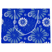 Electric Blue Modern Floral Print Große Geschenktüte (Vorderseite)