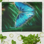 Electric Blue Morpho Butterfly Fraktal Handtuch (Gefaltet)