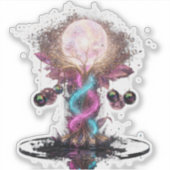 Electric Blue Neon Blossom Transparent Sticker (Vorderseite)