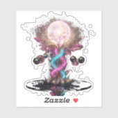 Electric Blue Neon Blossom Transparent Sticker (Blatt)