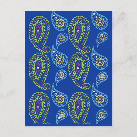Electric Blue Paisley POSTCARDS für Wähler Postkarte (Vorderseite)