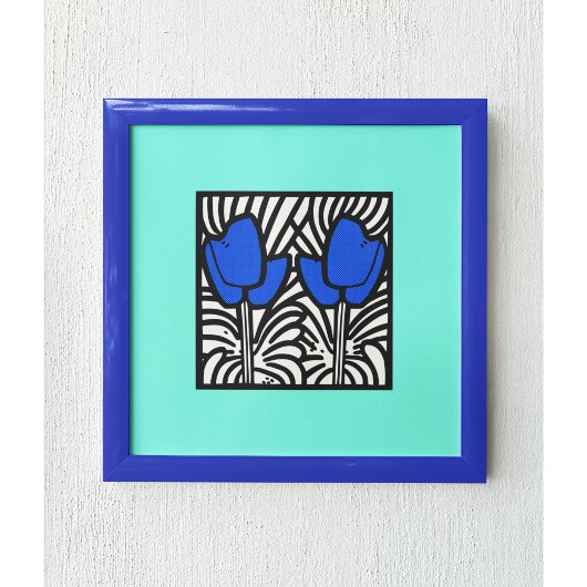 Electric Blue Pop Art Tulips Poster