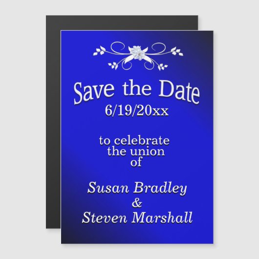 Electric Blue Save the Date Magneteinladung (Vorne/Hinten)