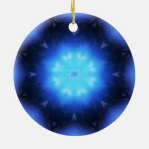 Electric Blue Star Keramik Ornament