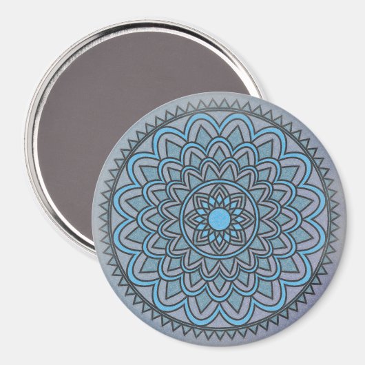 Electric Blue Sun Mandala Magnet (Vorderseite/Rückseite)