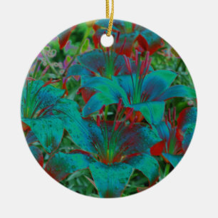 Electric Blue Taglilie Blume Ornament