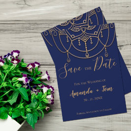 Electric Blue Textured Traditional Design Wedding Save The Date