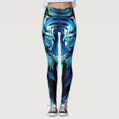 Electric Blue Tiger Gym Workout Leggings (Vorderseite)