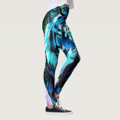 Electric Blue Tiger Gym Workout Leggings (Rechts)