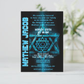 Electric Blue und Bar Mitzvah Einladung (Stehend Vorderseite)