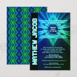 Electric Blue und Green Bar Mitzvah Einladung