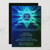 Electric Blue und Green Bar Mitzvah Einladung (Vorne/Hinten)