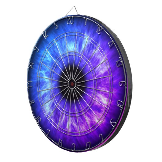 Electric Blue und Lila Eyeball Dart Board Dartscheibe (Vorderseite rechts)