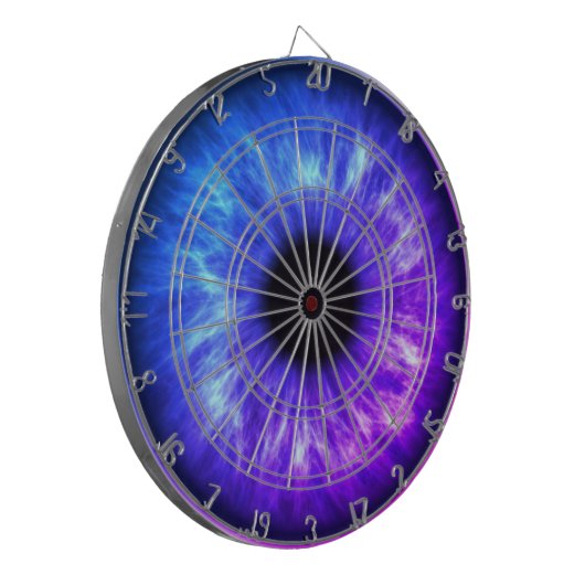 Electric Blue und Lila Eyeball Dart Board Dartscheibe (Vorderseite Links)