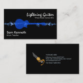 Electric Blue Wave Lightning Guitar Music Teacher Visitenkarte (Vorne/Hinten)
