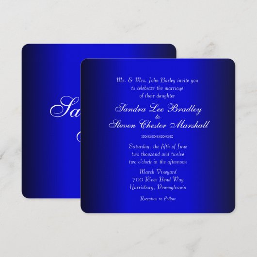 Electric Blue Wedding Einladung (Vorne/Hinten)