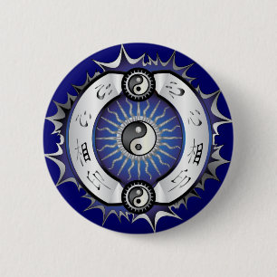 Electric Blue Yin Yang Button