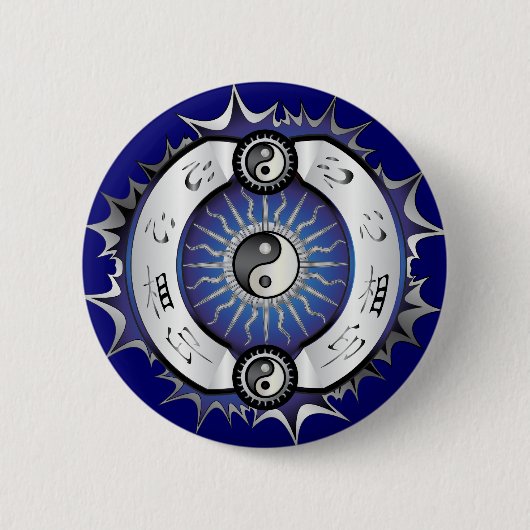 Electric Blue Yin Yang Button (Vorderseite)