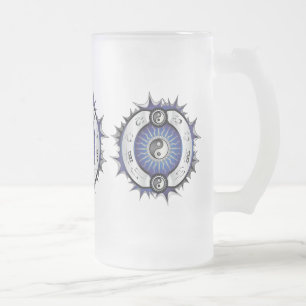 Electric Blue Yin Yang Mattglas Bierglas