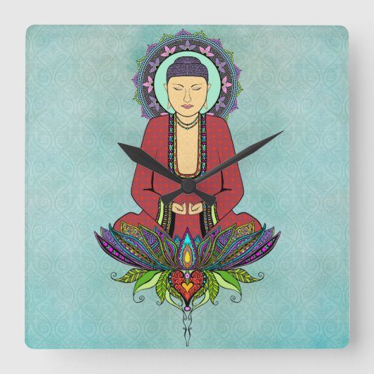 Electric Buddha Clock Quadratische Wanduhr (Vorderseite)
