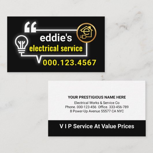 Electric Bulb Circuit Bubble Speech Visitenkarte (Vorne/Hinten)