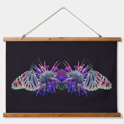 Electric Butterfly Abstract Nature Art Wandteppich Mit Holzrahmen (Vorne)