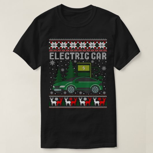 Electric Car Christmas Funny Ugly Xmas Sweater T-Shirt (Design vorne)