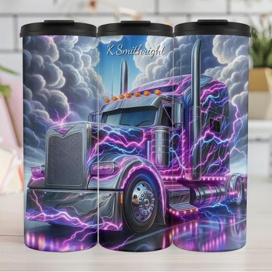 Electric Chrome Semi Truck Blitzschlag Thermosbecher