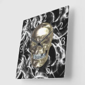 Electric Chrome Skull Square Clock Quadratische Wanduhr (Winkel)