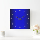 Electric Cobalt Blue Roman Numerals Wall Clock Quadratische Wanduhr (Zuhause)