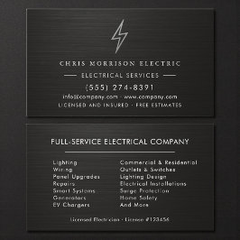 Electric Company Electrician Metallic Professional Visitenkarte