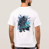 Electric Cyberpunk Hacker Skeleton Gamer Graphic T T-Shirt (Rückseite)