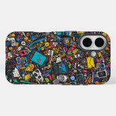 Electric Doodle Dump Urban Street Art Phone Case (Rückseite (Horizontal))
