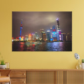 Electric Dreams - Futuristic Shanghai Skyline, A C Leinwanddruck (Insitu (Wohnzimmer))