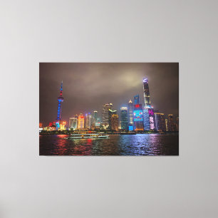 Electric Dreams - Futuristic Shanghai Skyline, A C Leinwanddruck
