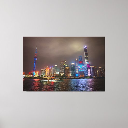 Electric Dreams - Futuristic Shanghai Skyline, A C Leinwanddruck (Vorderseite)