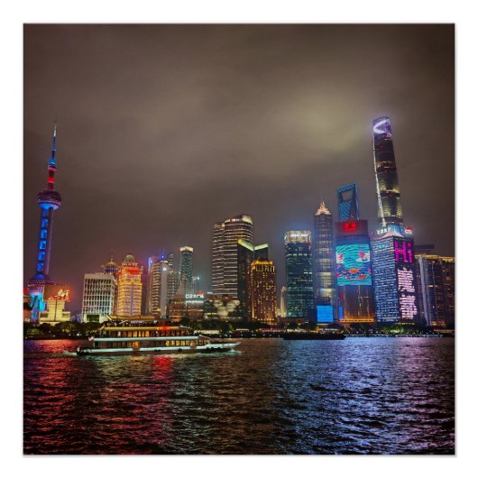 Electric Dreams - Futuristic Shanghai Skyline, A C Poster (Vorderseite)