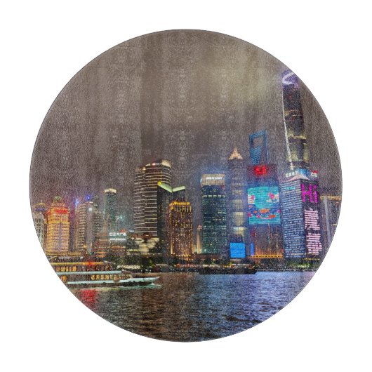 Electric Dreams - Futuristic Shanghai Skyline, A C Schneidebrett (Vorderseite)